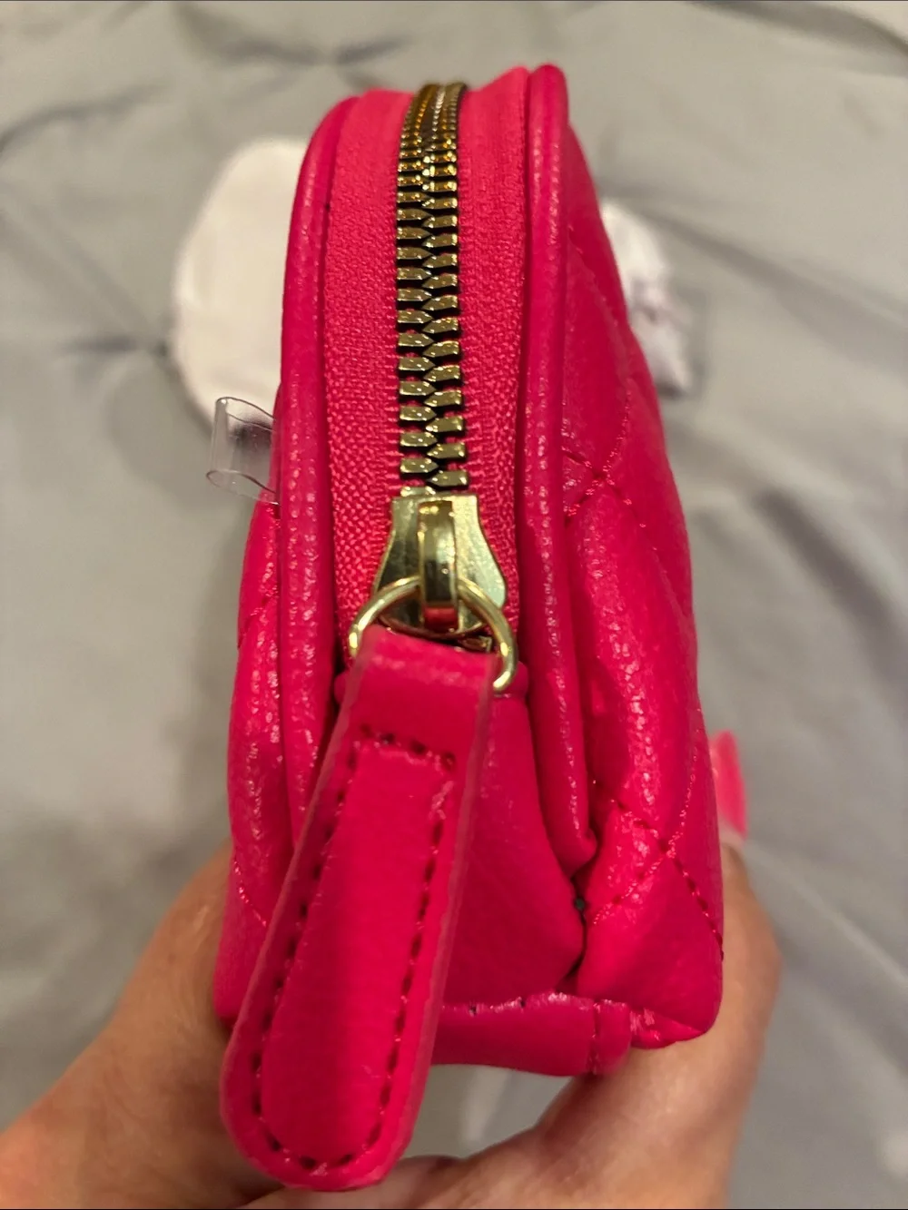Betsey Johnson Bright Fuchsia Quilted Cosmetic Case